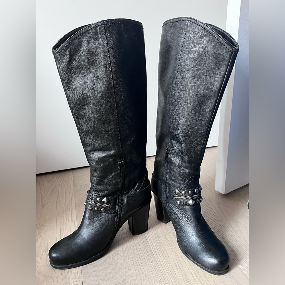 Black knee high boots, genuine leather made in Italy - Picture 9 of 10